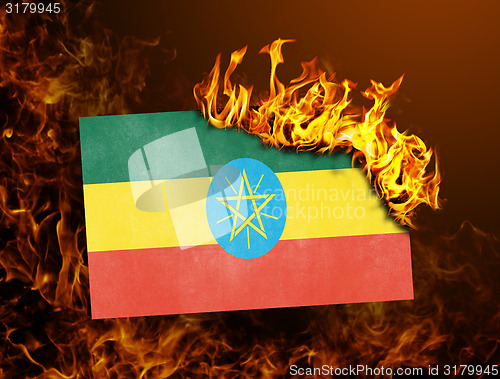Image of Flag burning - Ethiopia
