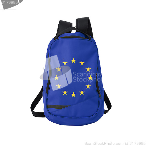 Image of EU flag backpack isolated on white