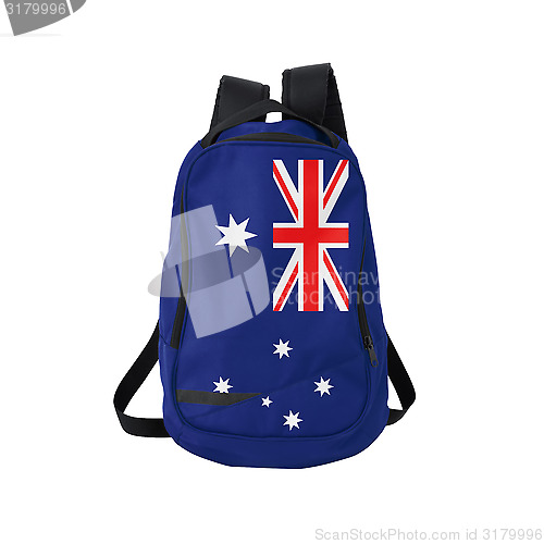 Image of Australian flag backpack isolated on white