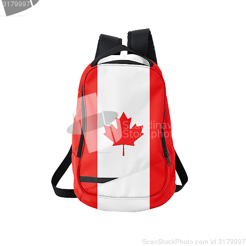 Image of Canada flag backpack isolated on white