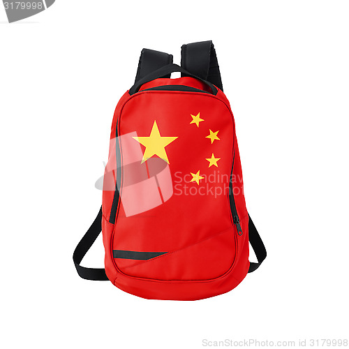 Image of China flag backpack isolated on white
