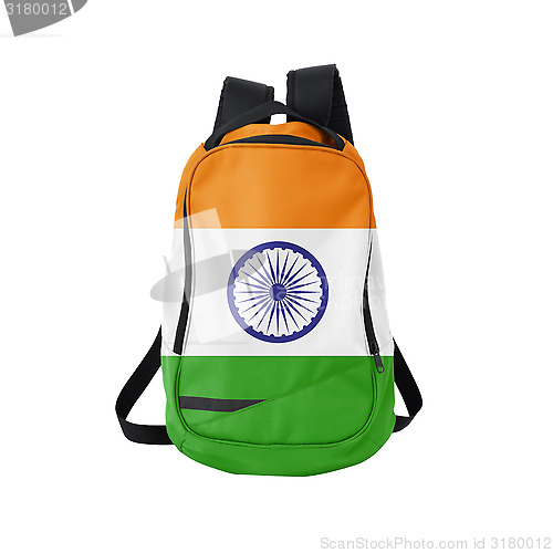 Image of India flag backpack isolated on white