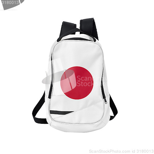 Image of Japan flag backpack isolated on white