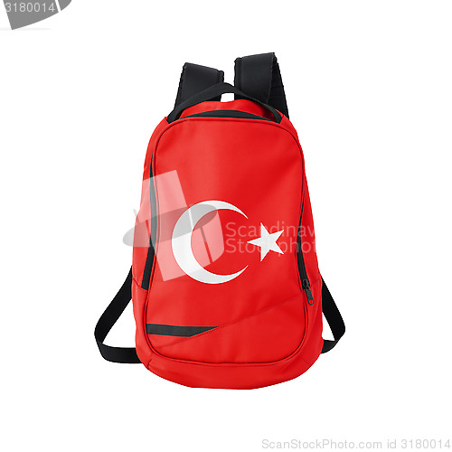 Image of Turkey flag backpack isolated on white