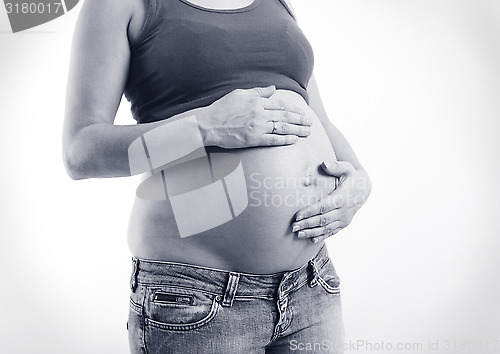 Image of Pregnant woman black white