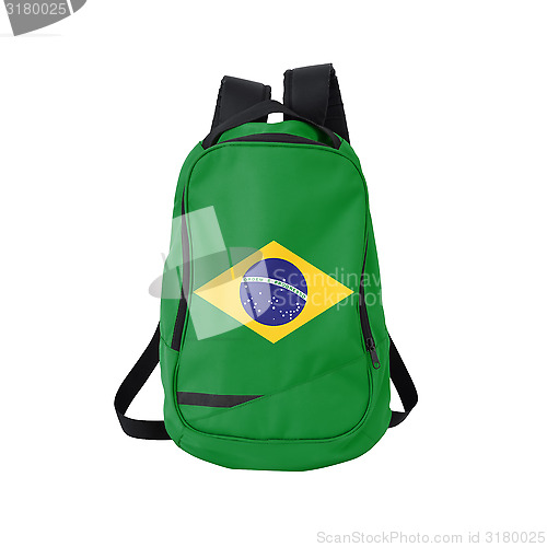 Image of Brazil flag backpack isolated on white