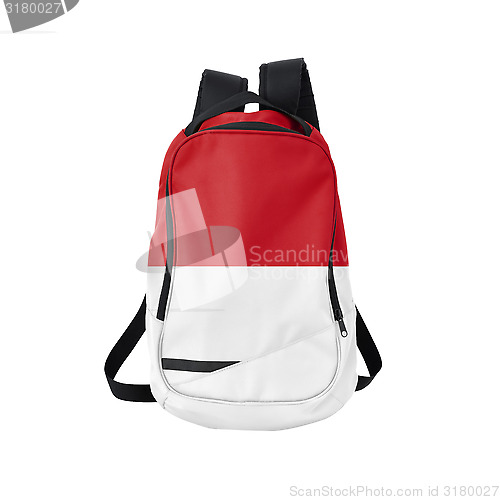 Image of Indonesia flag backpack isolated on white