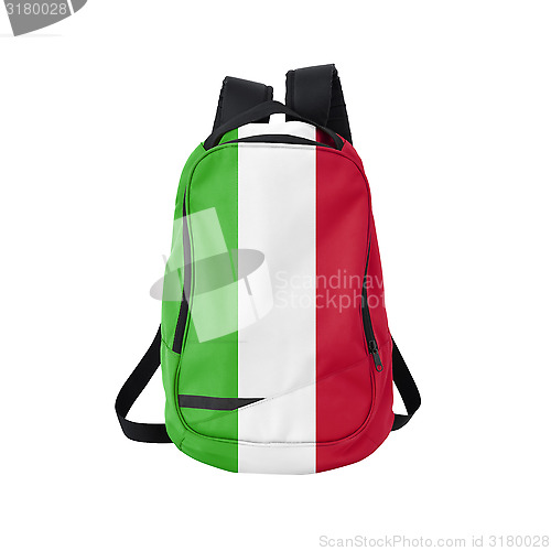 Image of Italy flag backpack isolated on white