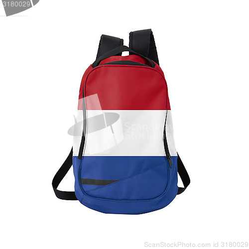 Image of Holland flag backpack isolated on white