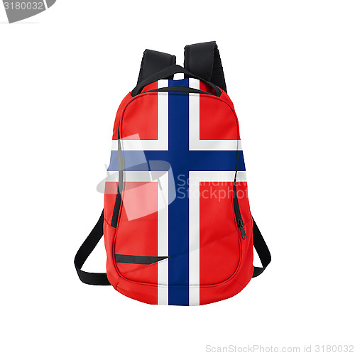 Image of Norway flag backpack isolated on white