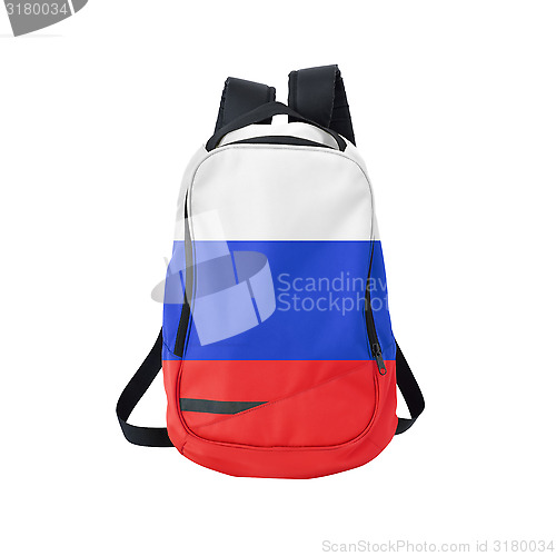 Image of Russia flag backpack isolated on white