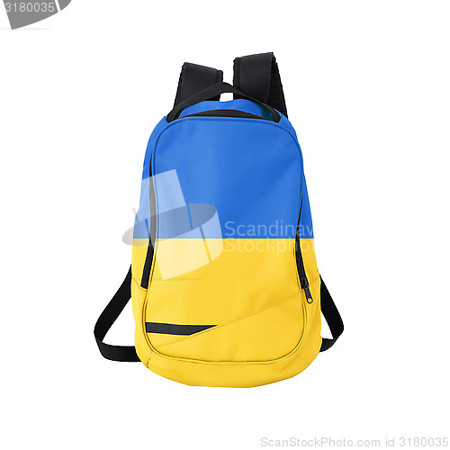 Image of Ukraine flag backpack isolated on white