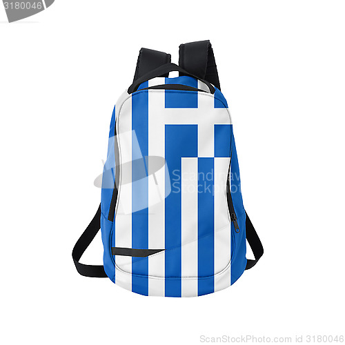 Image of Greece flag backpack isolated on white