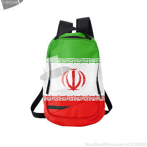 Image of Iran flag backpack isolated on white