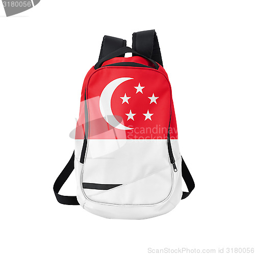 Image of Singapore flag backpack isolated on white
