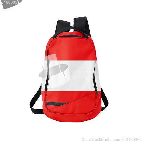 Image of Austria flag backpack isolated on white