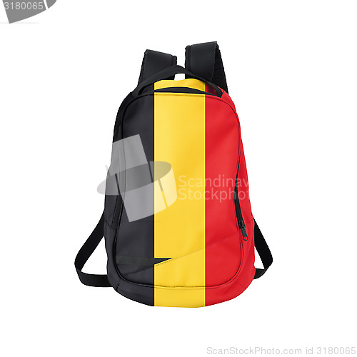 Image of Belgium flag backpack isolated on white