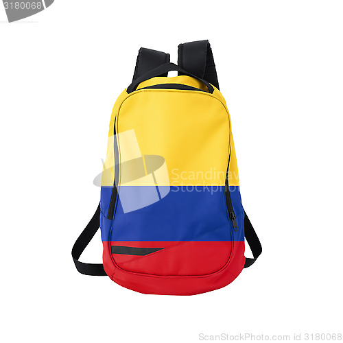 Image of Colombia flag backpack isolated on white