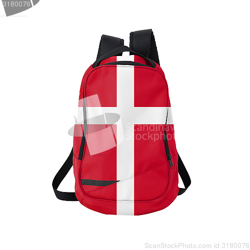 Image of Denmark flag backpack isolated on white