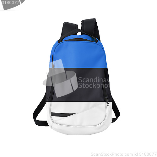 Image of Estonia flag backpack isolated on white