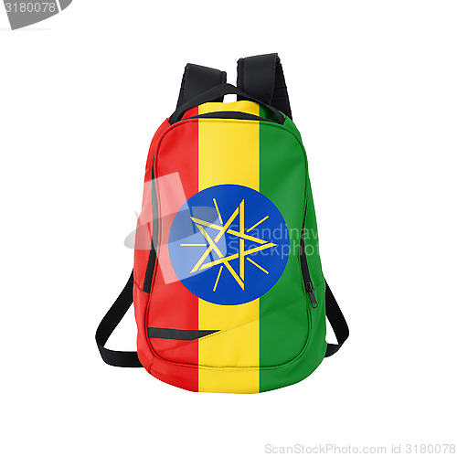 Image of Ethiopia flag backpack isolated on white