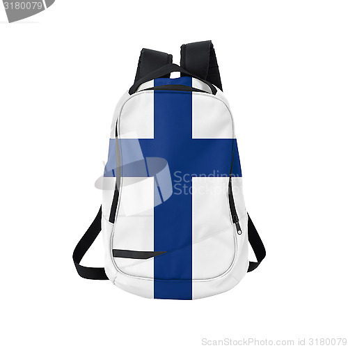 Image of Finland flag backpack isolated on white