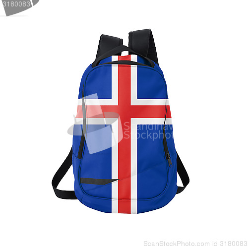 Image of Iceland flag backpack isolated on white