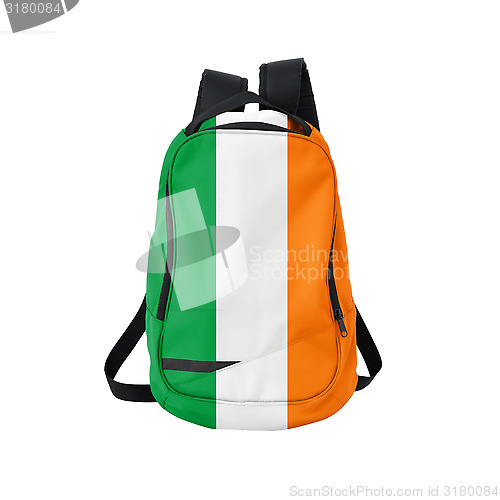 Image of Ireland flag backpack isolated on white