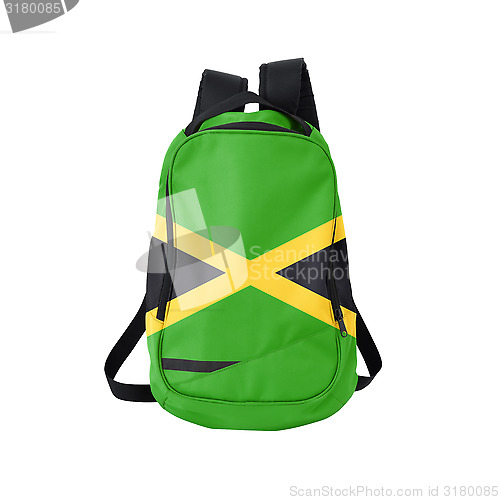 Image of Jamaica flag backpack isolated on white