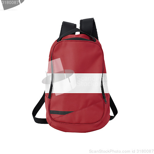 Image of Latvia flag backpack isolated on white