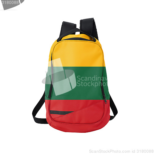 Image of Lithuania flag backpack isolated on white