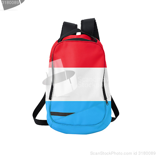 Image of Luxembourg flag backpack isolated on white