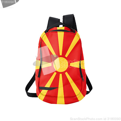 Image of Macedonia flag backpack isolated on white