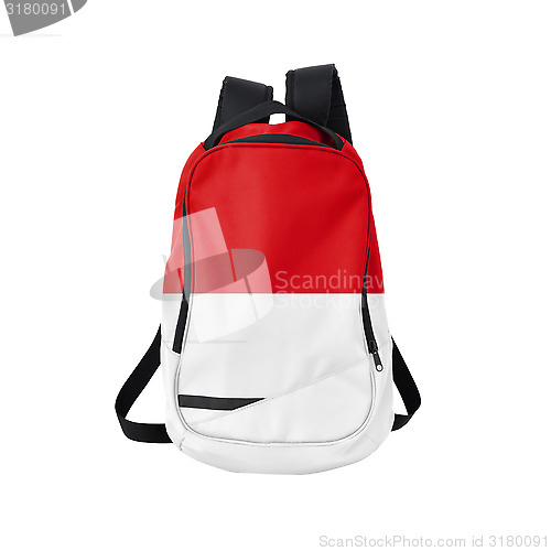 Image of Monaco flag backpack isolated on white