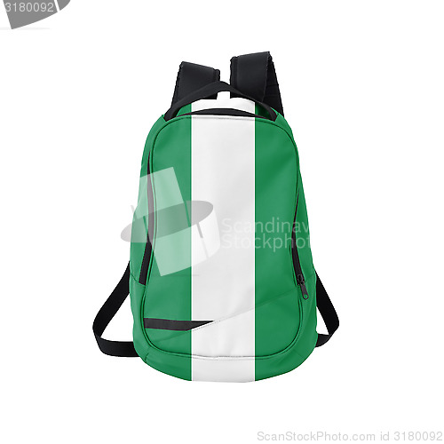 Image of Nigeria flag backpack isolated on white