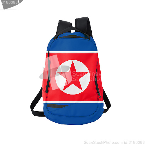 Image of North Korea flag backpack isolated on white