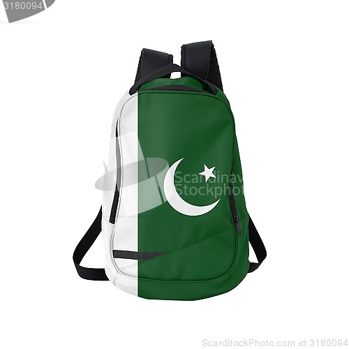 Image of Pakistan flag backpack isolated on white