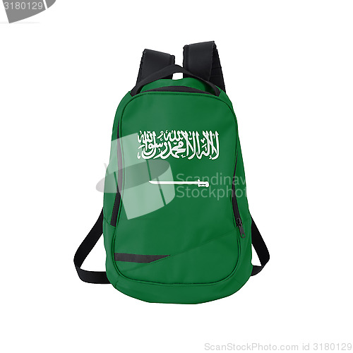 Image of Saudi Arabia flag backpack isolated on white