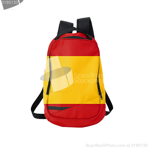 Image of Spain flag backpack isolated on white