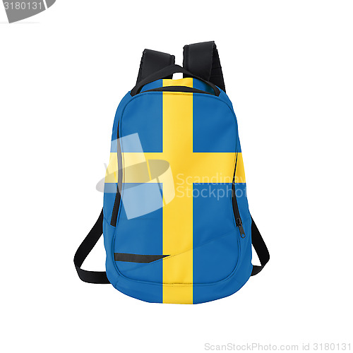 Image of Sweden flag backpack isolated on white