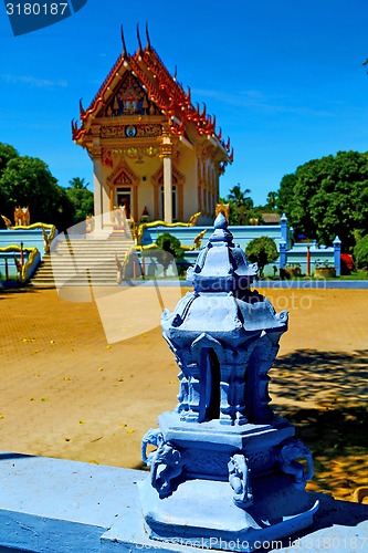 Image of blue bangkok in thailand incision of the buddha gold  temple