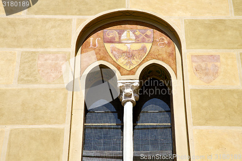 Image of tradate varese  abstract  window monument   mosaic in the yellow