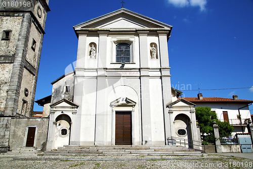 Image of sumirago  abstract in  italy   the   wal church tower bell sunny