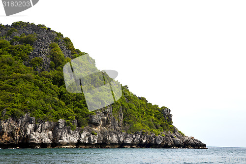 Image of  coastline of a green lagoon and   sea thailand kho phangan   