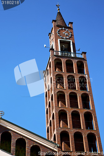 Image of in castellanza  old  and church tower bell sunny day 