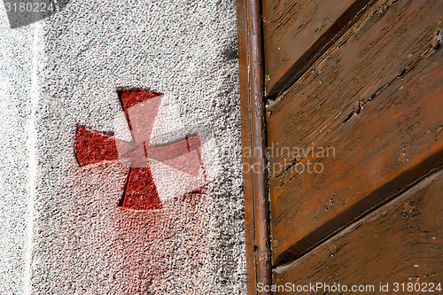 Image of cross sumirago  italy  varese abstract   wall  broke brike day 