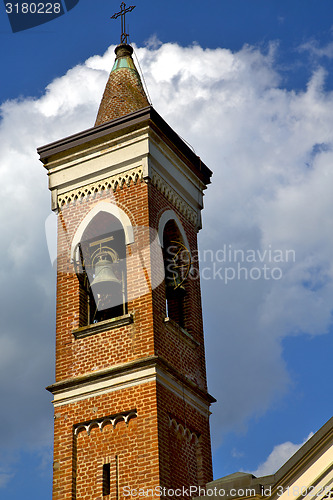 Image of abbiate  old   in  italy   the   wall  and church tower bell 