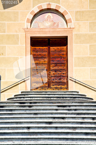 Image of   day italy church tradate  varese    entrance and mosaic