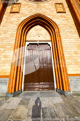 Image of  lombardy    in  the  cortese   old   church  closed tower wall 