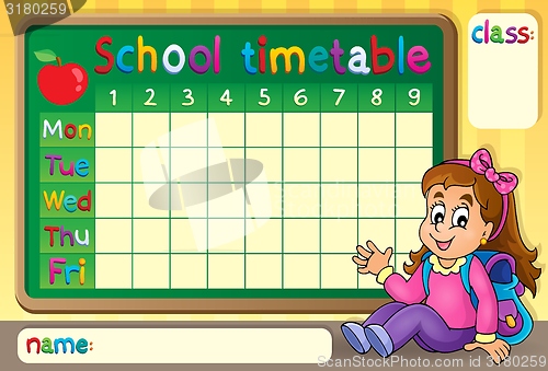 Image of School timetable with happy girl